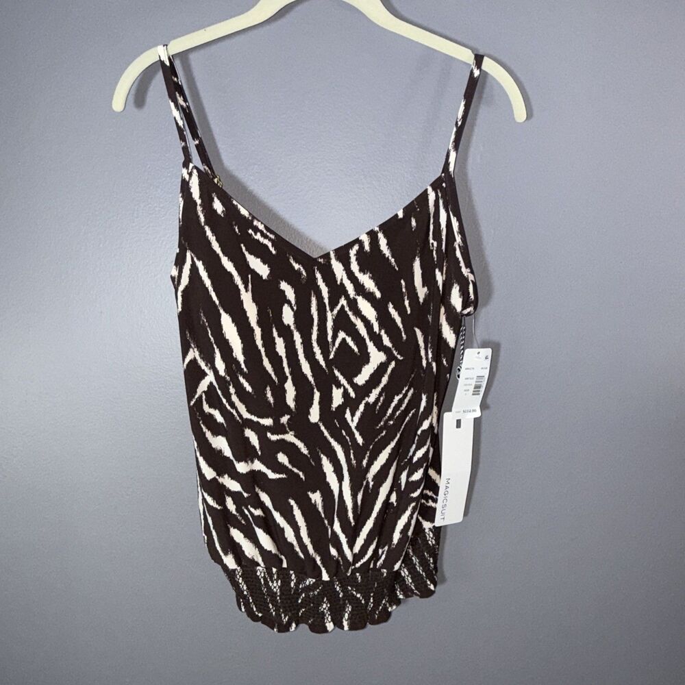 NWT Magicsuit Miraclesuit Justina Brown On Safari Tankini TOP ONLY sz 8 $114